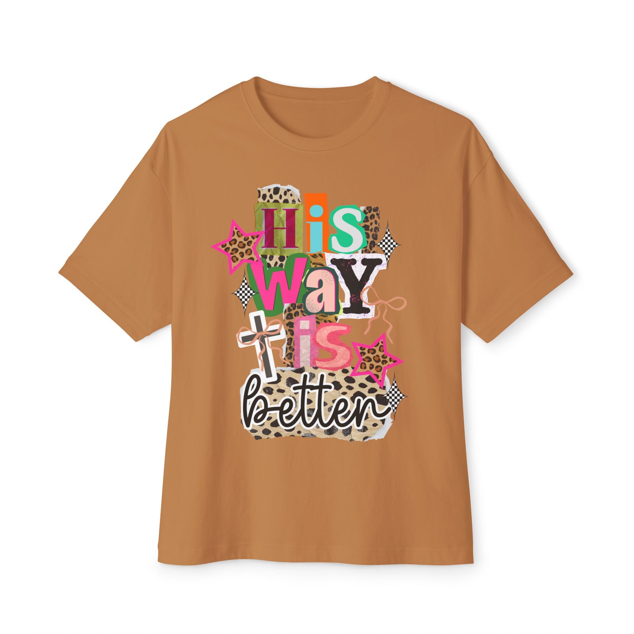 His Way Is Better Tee — Christian Graphic Boxy T‑Shirt with Leopard & Pink Accents