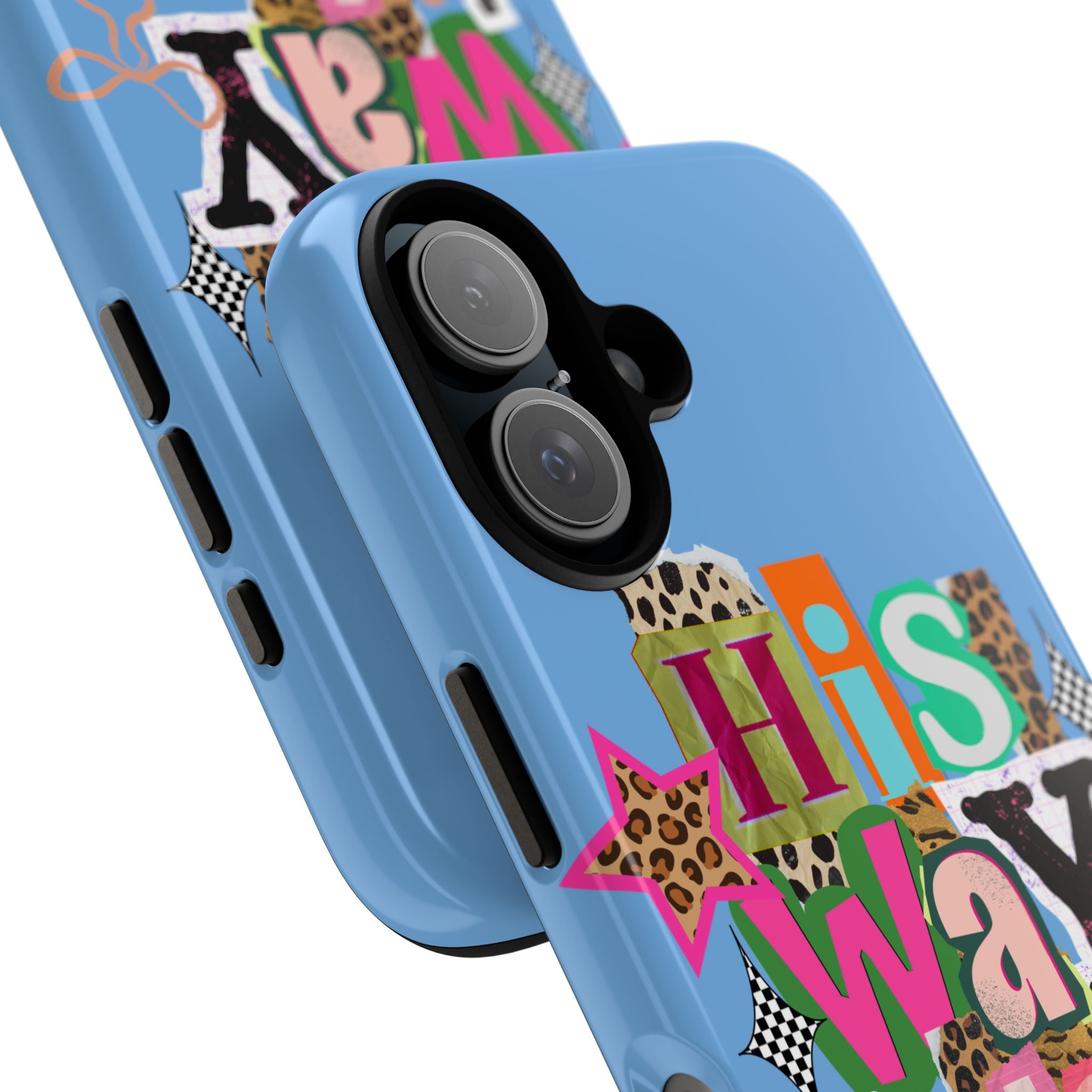 Phone Case — "His Way Is Better" Colorful Christian Cross Design (Leopard & Stars)