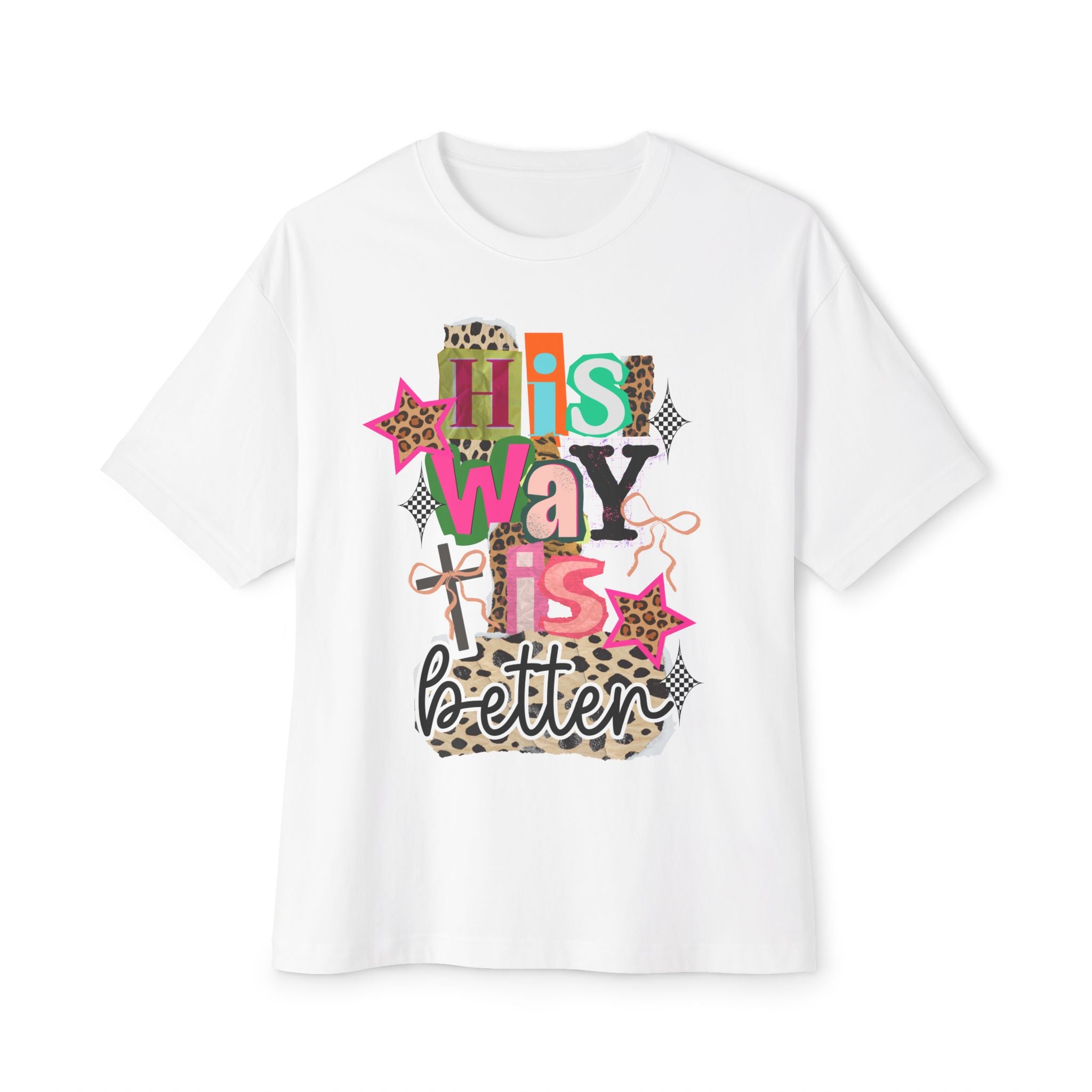 His Way Is Better Tee — Christian Graphic Boxy T‑Shirt with Leopard & Pink Accents