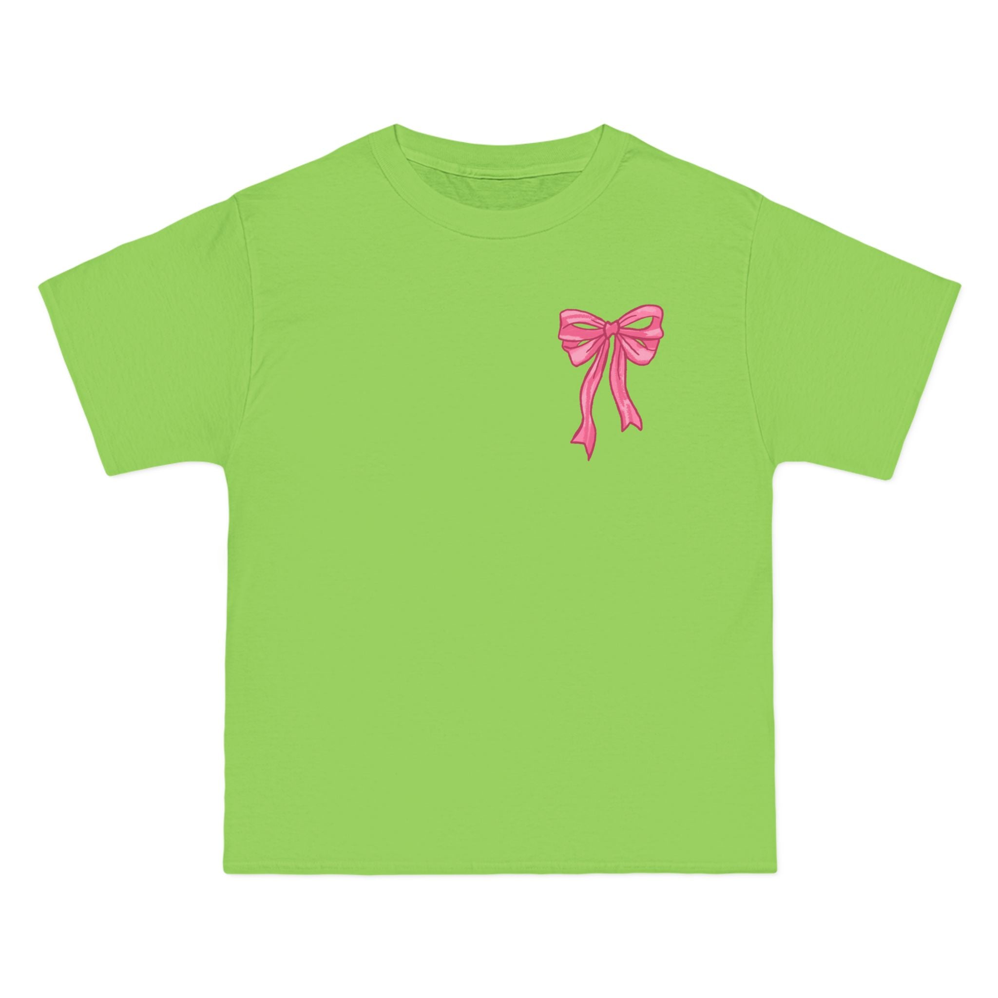 2 sided- Bow Pattern T-Shirt — 'God Says I Am' Pink Ribbon Graphic