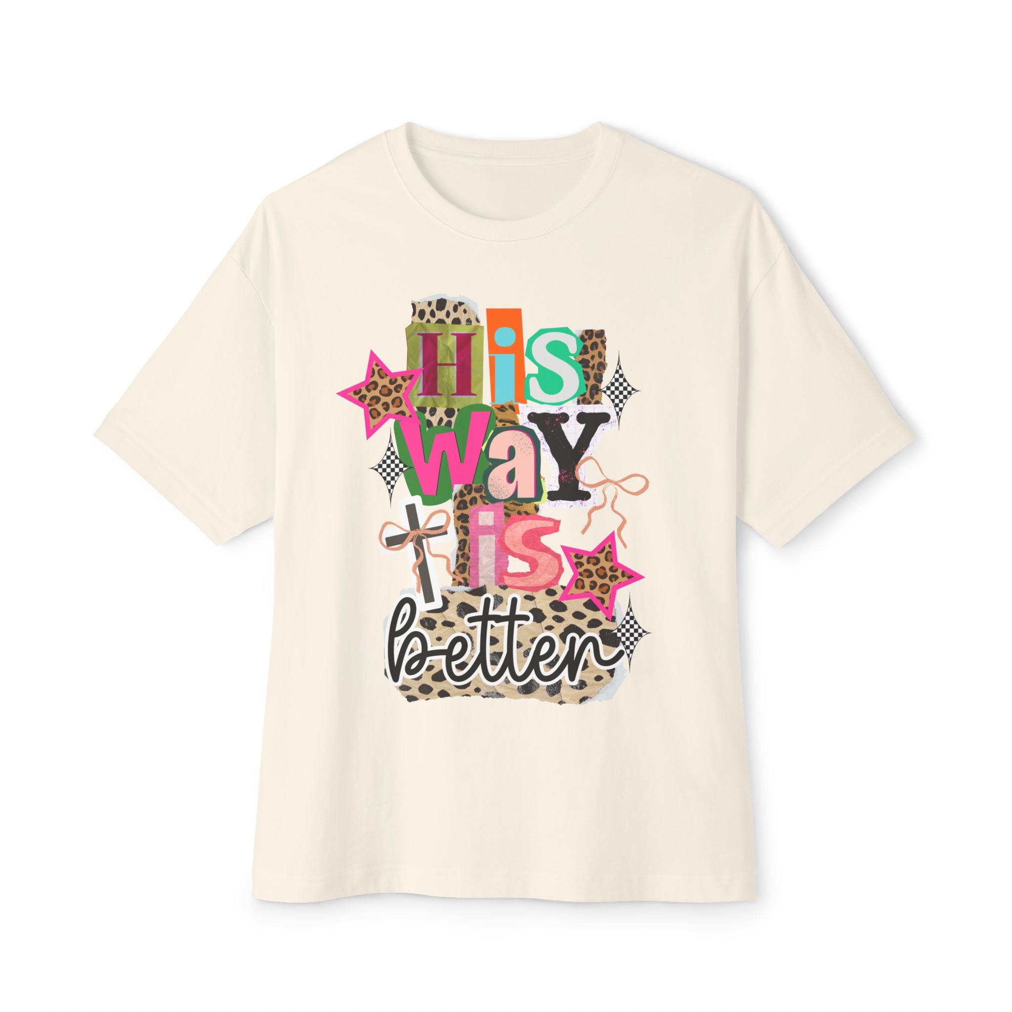 His Way Is Better Tee — Christian Graphic Boxy T‑Shirt with Leopard & Pink Accents