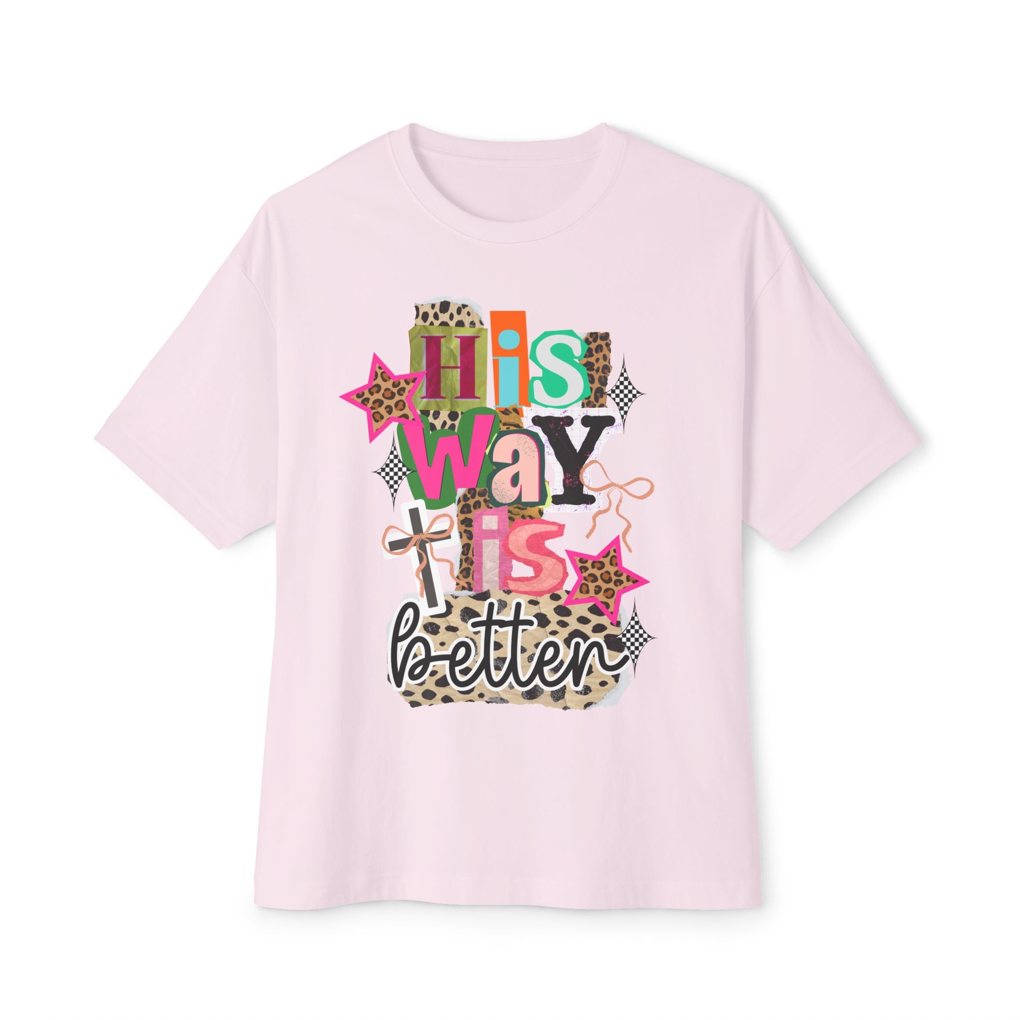 His Way Is Better Tee — Christian Graphic Boxy T‑Shirt with Leopard & Pink Accents