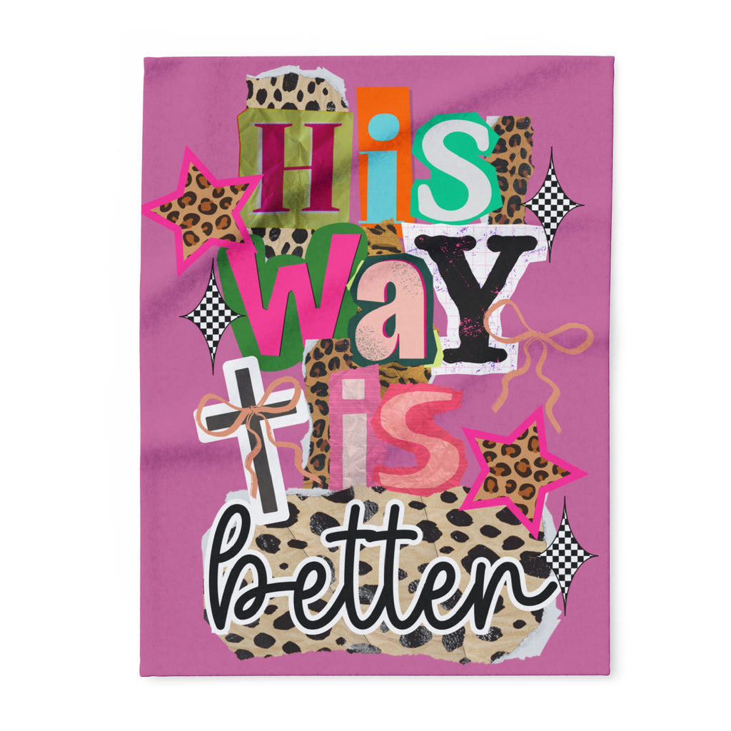 Blanky-His Way Is Better Arctic Fleece Blanket – Pink Leopard Christian Faith Throw