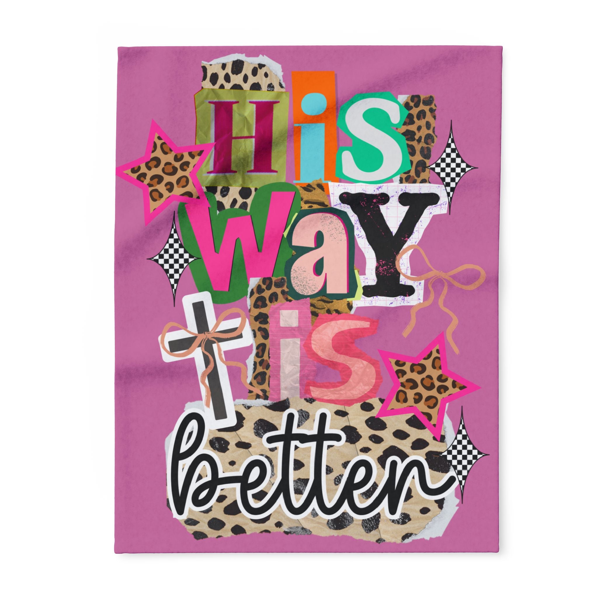 Blanky-His Way Is Better Arctic Fleece Blanket – Pink Leopard Christian Faith Throw