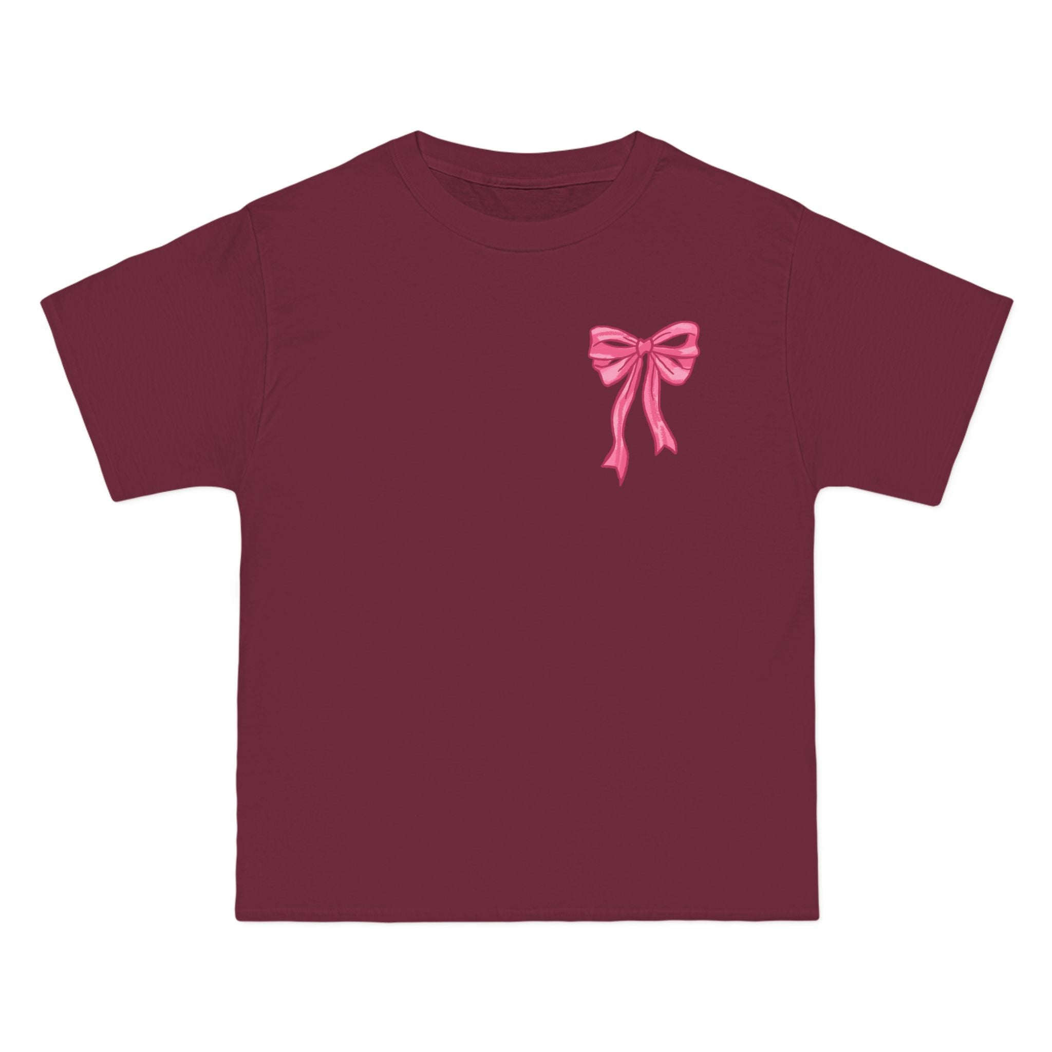 2 sided- Bow Pattern T-Shirt — 'God Says I Am' Pink Ribbon Graphic