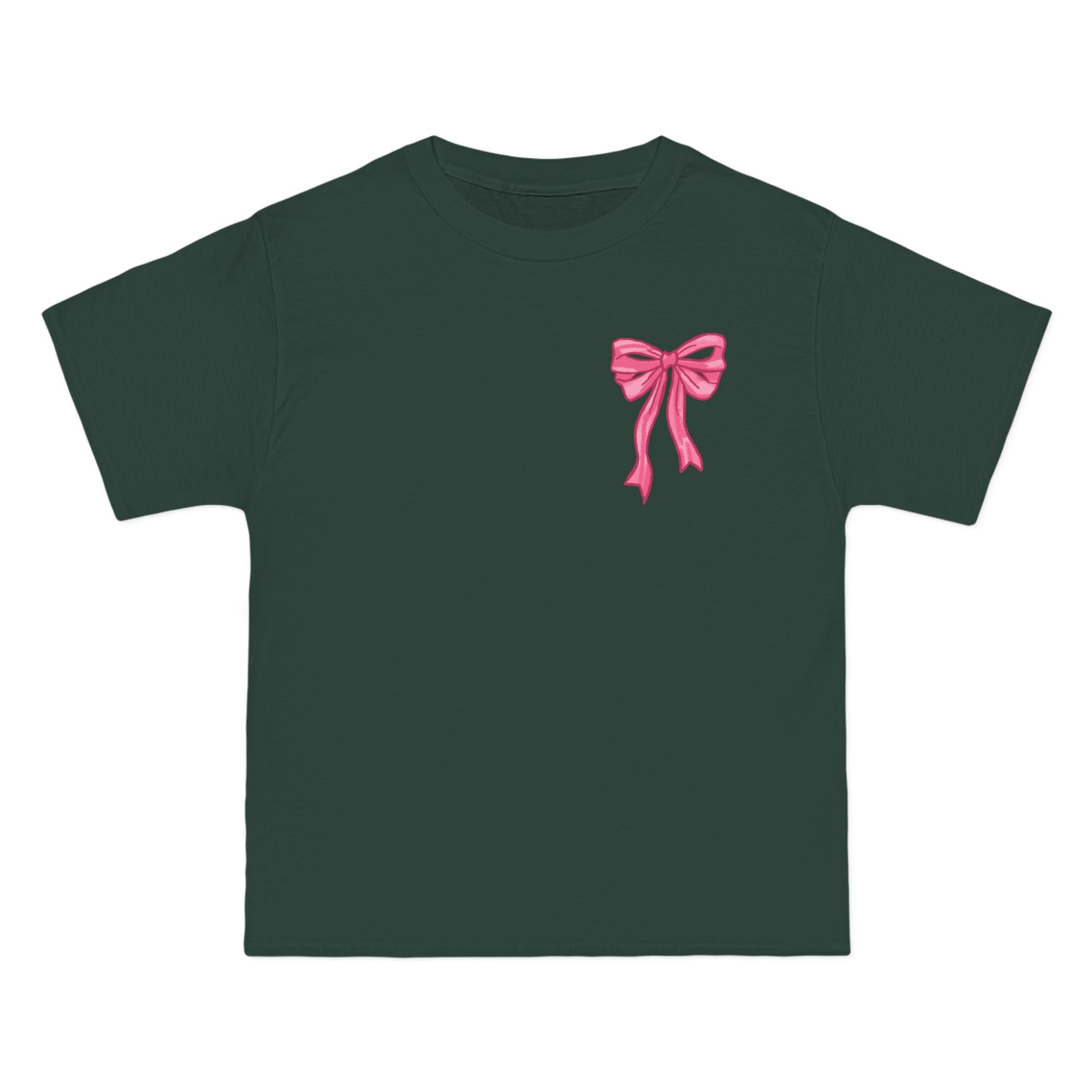 2 sided- Bow Pattern T-Shirt — 'God Says I Am' Pink Ribbon Graphic