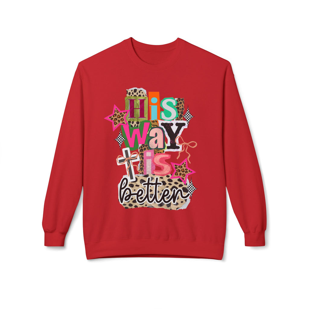 His Way Is Better Crewneck Sweatshirt — Colorful Faith & Leopard Graphic