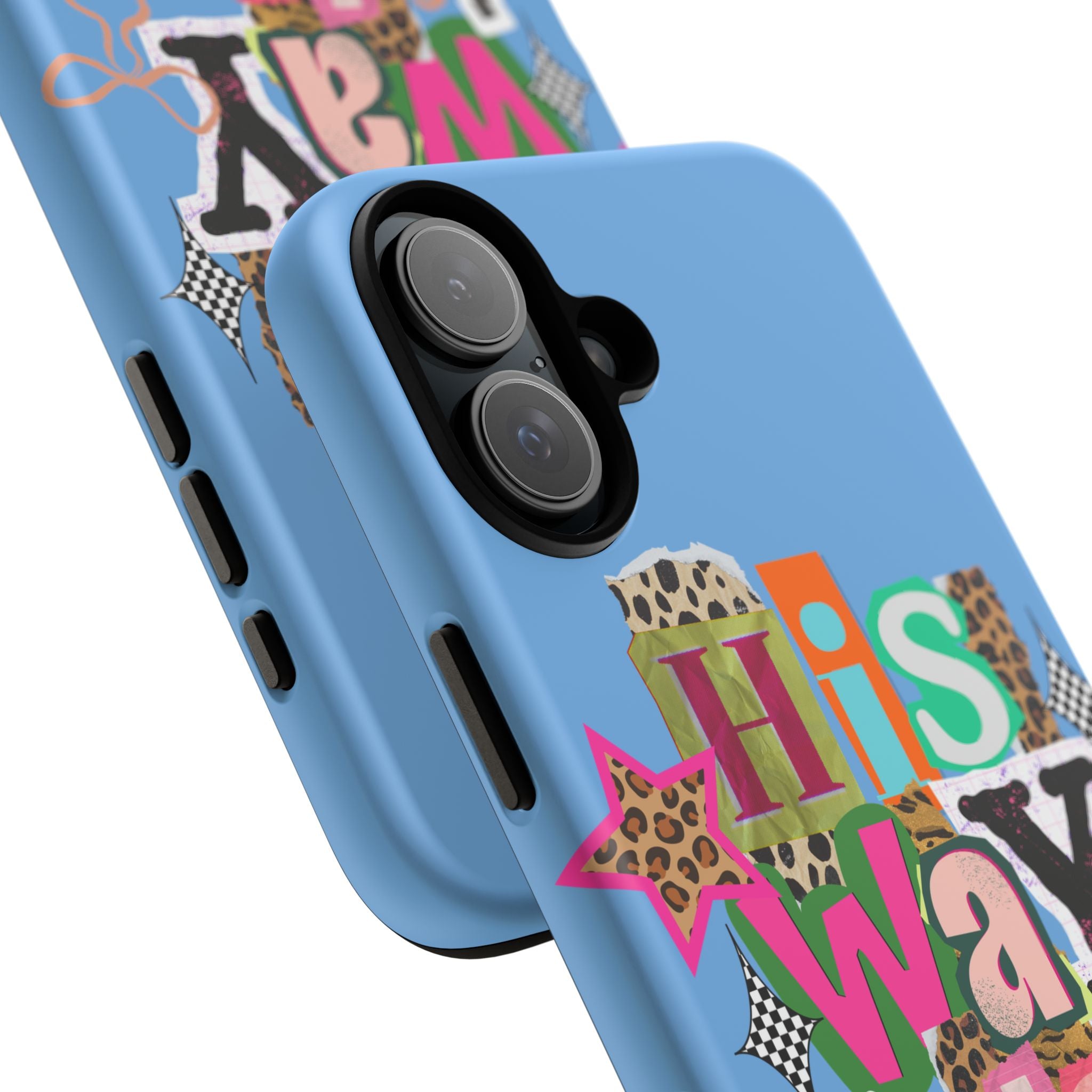 Phone Case — "His Way Is Better" Colorful Christian Cross Design (Leopard & Stars)