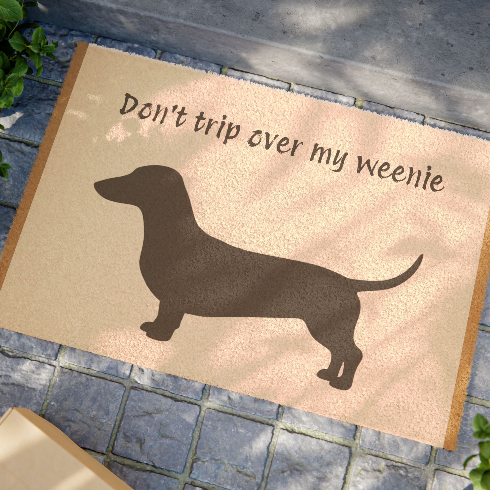 Don’t Trip Over My Weenie Dachshund Doormat — Funny Dog Welcome Mat for Home, Outdoor/Indoor Entry