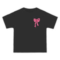 2 sided- Bow Pattern T-Shirt — 'God Says I Am' Pink Ribbon Graphic