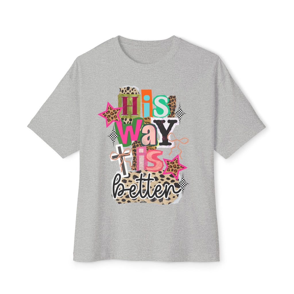His Way Is Better Tee — Christian Graphic Boxy T‑Shirt with Leopard & Pink Accents