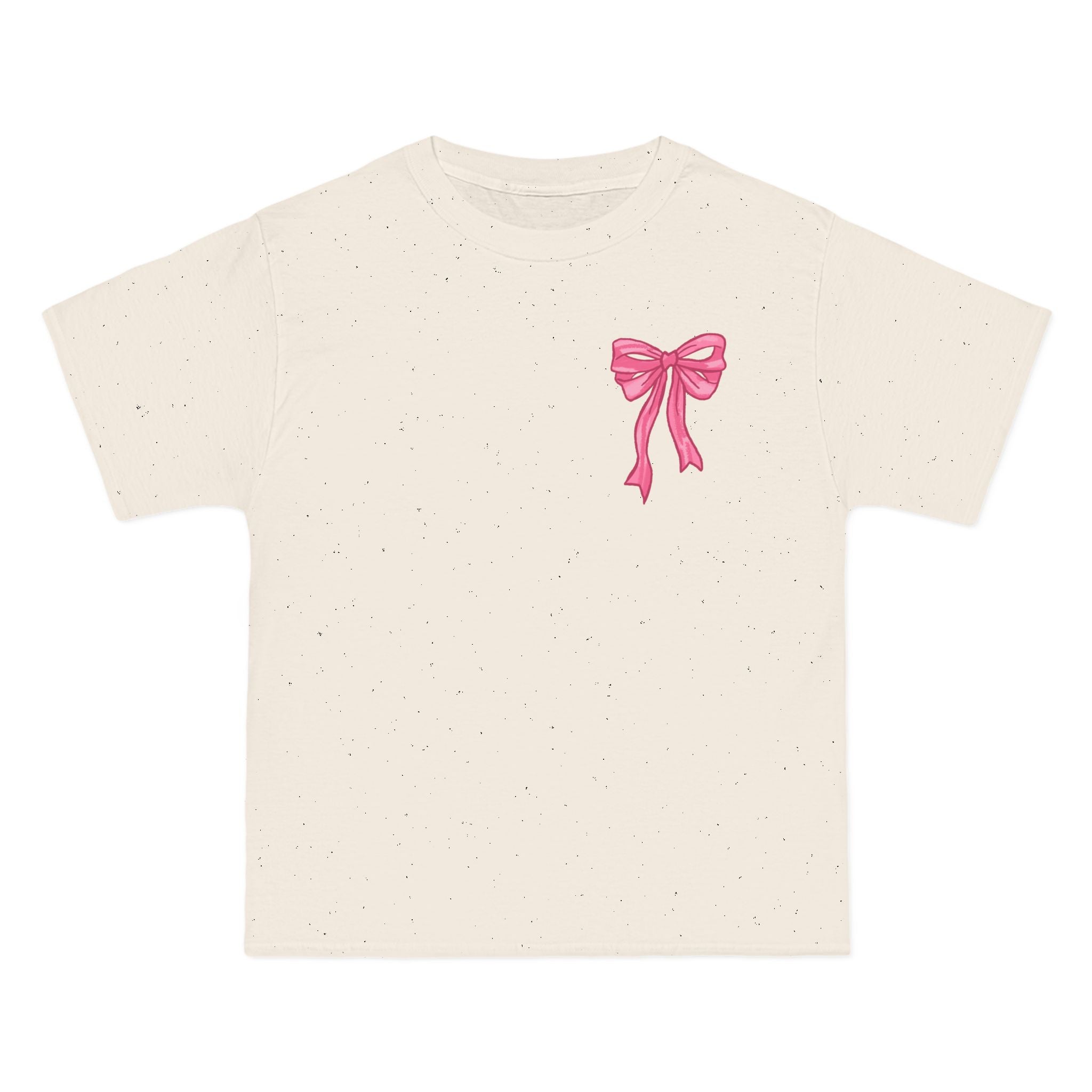 2 sided- Bow Pattern T-Shirt — 'God Says I Am' Pink Ribbon Graphic